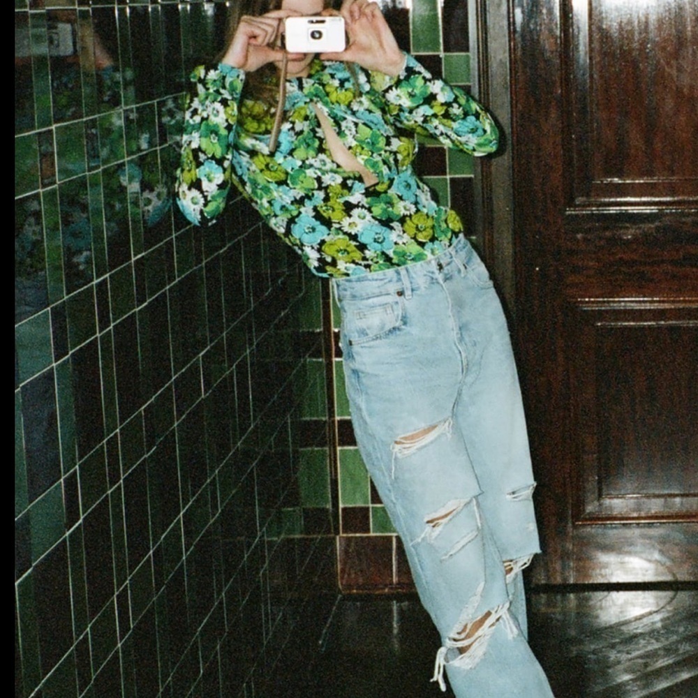 Zara Draped Floral Bodysuit - Picture 2 of 11